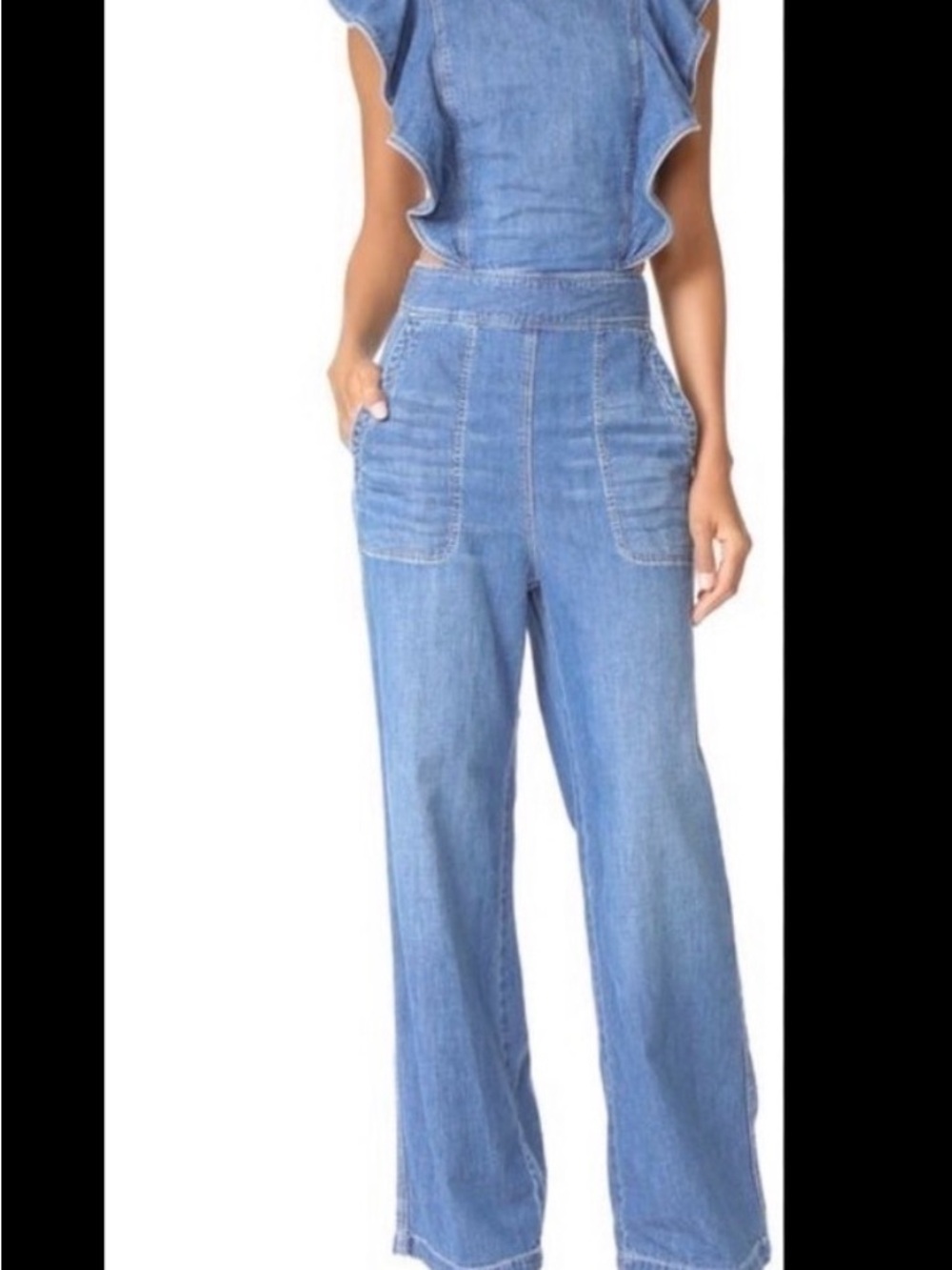 Rebecca Taylor Laceup back denim jumpsuit! Size tag is cut but it’s a small!